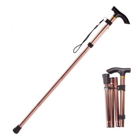 dsz24001 Aluminum alloy folding trekking pole telescopic four-section hiking outdoor crutches portable elderly foldable retractable walking sticks