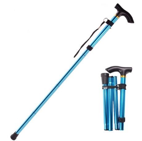 dsz24001 Aluminum alloy folding trekking pole telescopic four-section hiking outdoor crutches portable elderly foldable retractable walking sticks