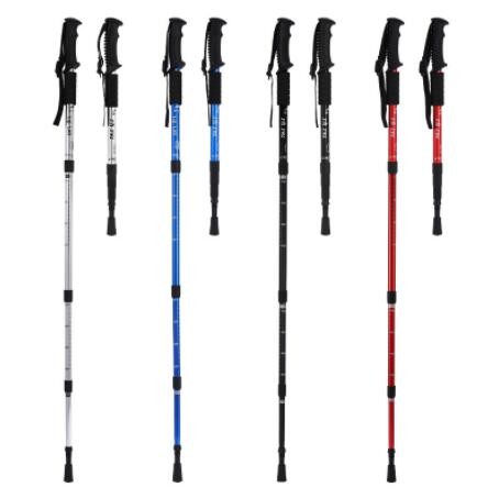 dsz24003 Outdoor telescopic mountaineering stick aluminum alloy cable Elderly wandering walking stick straight handle Tre and bending handle 3/4 section