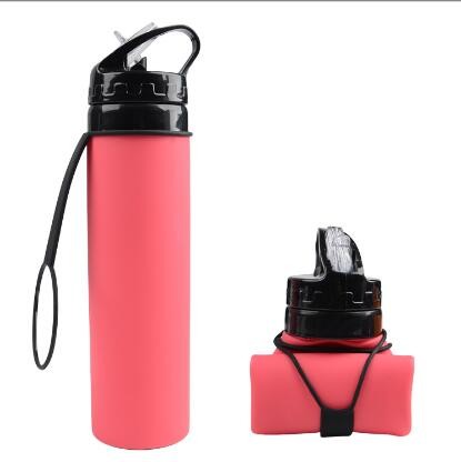 sh24002 Outdoor cycling 600ml water cup Portable foldable silicone water bag outdoor sports water bottle
