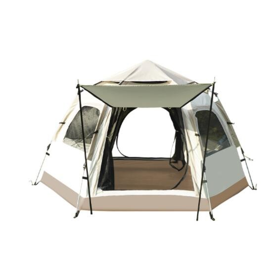 zp24002 Outdoor camping tent with two doors and four windows Windproof hexagonal automatic hydraulic tent with two doors and four windows Oxford cloth camping outdoor tent